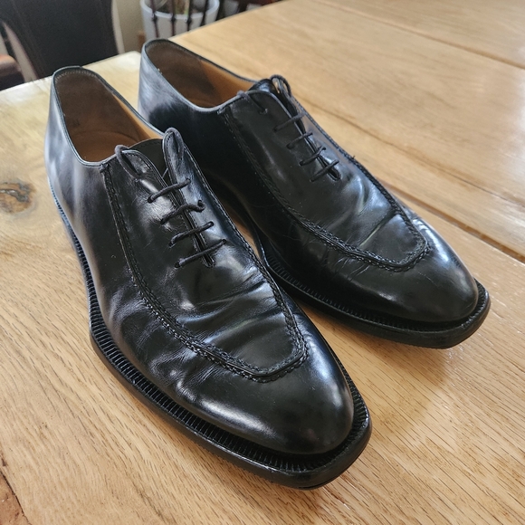 Bruno Magli Dress Shoes Mens 8.5 Casual Oxford‎ Black Leather Square Toe - Picture 1 of 10